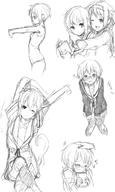 glasses nagato_yuki neko safe school_uniform sketch stockings suzumiya_haruhi swimsuit // 614x1024 // 126.9KB
